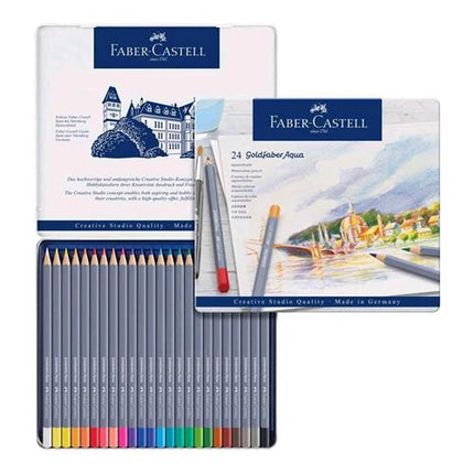 FABER CASTELL AQUA MATITE ASTUCCIO IN METALLO COLORI ASSORTITI 24 Pz.