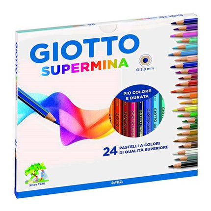 GIOTTO SUPERMINA PASTELLI 3.8mm COLORI ASSORTITI CONF 24 Pz.