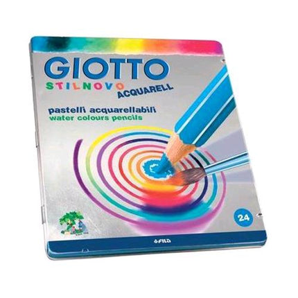 GIOTTO STILNOVO ACQUARELL SCATOLA IN METALLO PASTELLI ACQUERELLABILI 3.3 mm COLORI ASSORTITI CONF 24 Pz.
