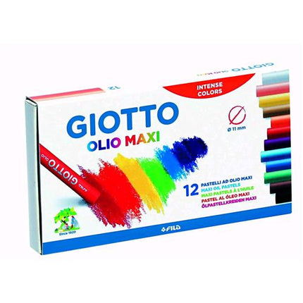 GIOTTO OLIO MAXI PASTELLI AD OLIO 11 mm COLORI ASSORTITI CONF 12 Pz.