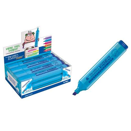 FILA EVIDENZIATORE TRATTO VIDEO AZZURRO 12 Pz