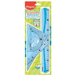 Maped maxi kit infrangibile 1 righello + 2 squadre + 1 goniometro set 4 pz