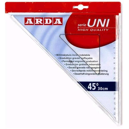 ARDA LINEA UNI SQUADRA POLIESTERE SMUSSO, TIRACHINA E BORDO INTERNO 45∞ 30 CM