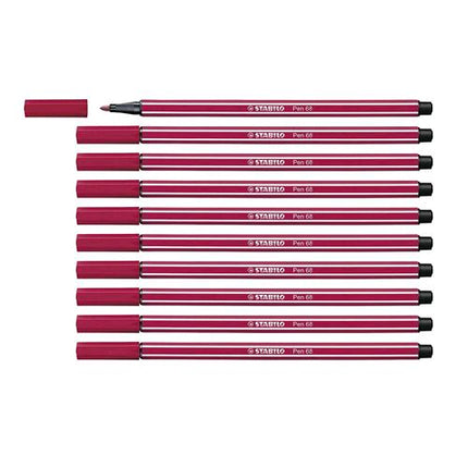 STABILO PEN 68 PENNA PER GRAFICA TRATTO 1 MM COLORE ROSSO SCURO CONF. 10 Pz.