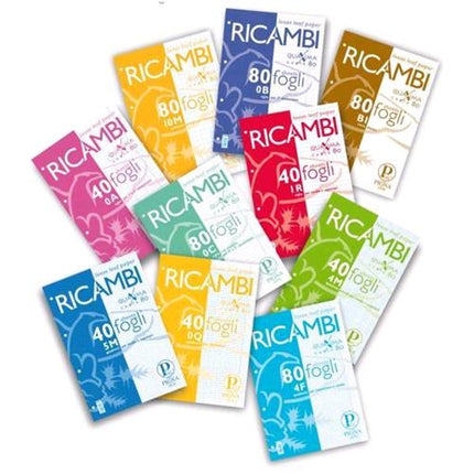 PIGNA QUAXIMA RICAMBI RINFORZATI A 4 FORI A4 80 GR QUADRETTI 5MM 40 FOGLI CONF 1 Pz.