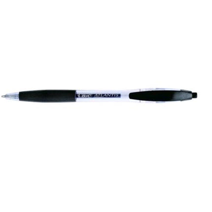 BIC ATLANTIS PENNA A SFERA INCHIOSTRO NERO PUNTA MEDIA FUSTO TRASPARENTE CONF. 12 Pz.