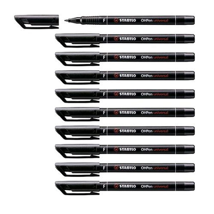 STABILO OHPEN FINE PENNA RICARICABILE PUNTA IN FIBRA 0.7 mm COLORE NERO CONF. 10 Pz.