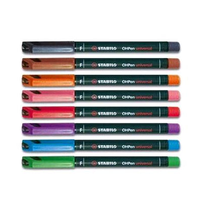 STABILO OHPEN FINE PENNA RICARICABILE PUNTA IN FIBRA 0.7 mm COLORI ASSORTITI CONF. 8 Pz.