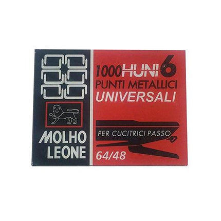 MOLHO LEONE PUNTI METALLICI UNIVERSALI NUMERO 6 SERIE 64/68 MM CONFEZIONE 10X1.000 PUNTI