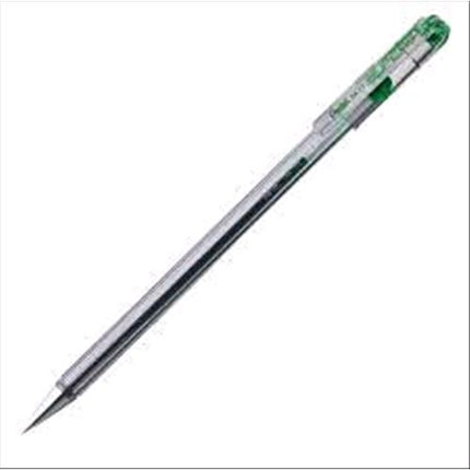 PENTEL SUPERB PENNA A SFERA INCHIOSTRO VERDE PUNTA FINE FUSTO TRASPARENTE CONF 12 Pz.