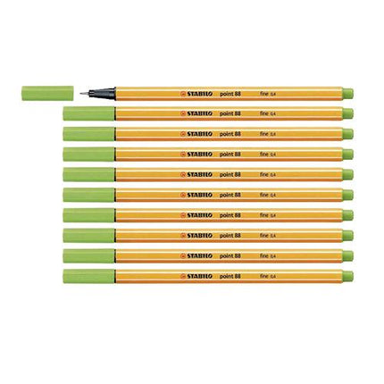 STABILO FINELINER POINT 88 PENNA PUNTA IN FIBRA 0.4 mm COLORE VERDE MELA CONF. 10 Pz.