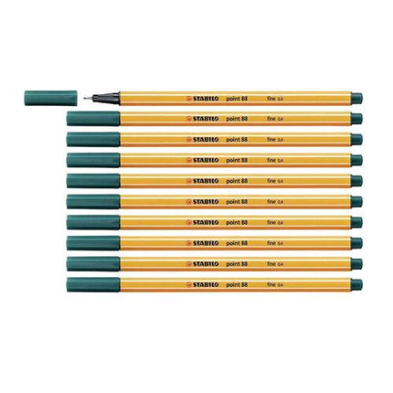 STABILO FINELINER POINT 88 PENNA PUNTA IN FIBRA 0.4 mm COLORE VERDE PINO CONF. 10 Pz.