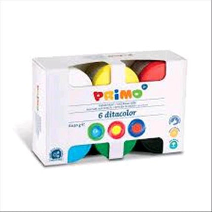PRIMO TEMPERA A DITA IN VASETTI DA 50 ML COLORI ASSORTITI CONF 6 Pz.