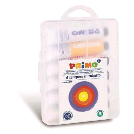 PRIMO TEMPERA IN TUBO DA 18 ML COLORI ASSORTITI FLUO METALLIZZATI CONF 6 Pz.