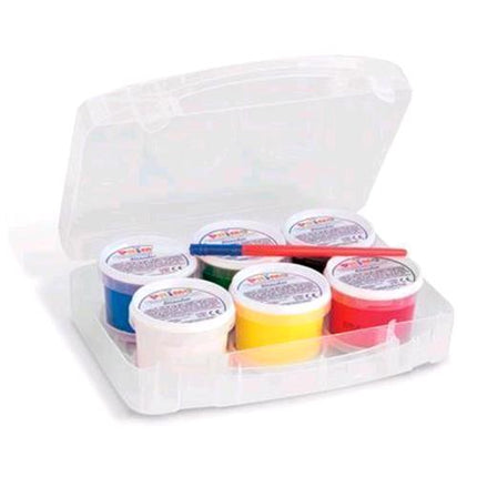 PRIMO TEMPERA A DITA IN VASETTI DA 100 GR CON VALIGETTA COLORI ASSORTITI CONF 6 Pz.