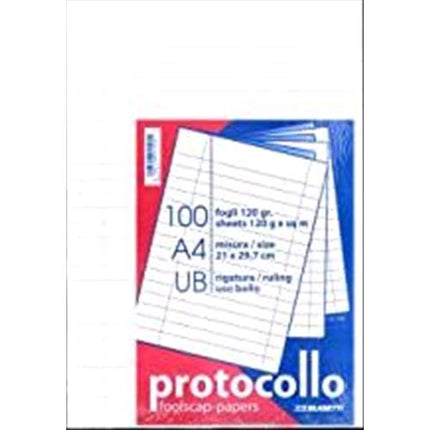 BLASETTI FOGLI PROTOCOLLO A4 RIGATURA UB 120GR CONF 100 FOGLI