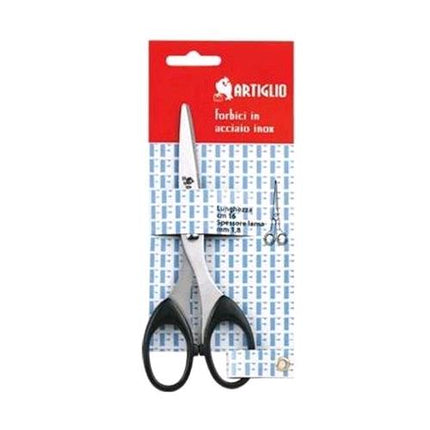 ARTILIO FORBICE PROFESSIONALE A PUNTA MANICO ABS 16 CM COLORE NERO