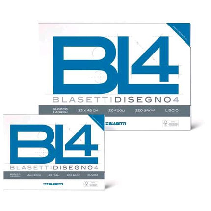 BLASETTI ALBUM DISEGNO BL4 4 ANGOLI CM 33X48 200 GR RUVIDO 20 FOGLI COLORE BIANCO