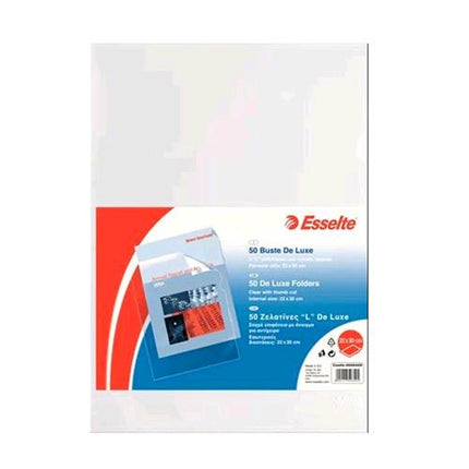 ESSELTE DELUXE BUSTE A L IN PP ANTIRIFLESSO CM 22X30 A4 TRASPARENTE CONF 50 Pz.