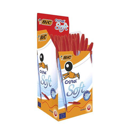 BIC CRISTAL SOFT PENNA A SFERA PUNTA MEDIA COLORE ROSSO CONF. 50 PZ.
