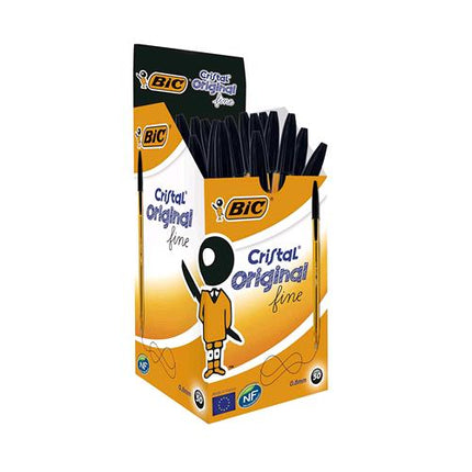 BIC CRISTAL PENNA A SFERA PUNTA FINE COLORE NERO CONF. 50 PZ.