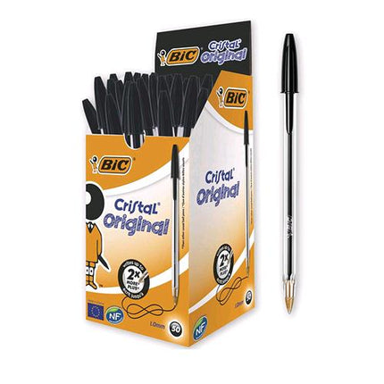 BIC CRISTAL PENNA A SFERA PUNTA LARGE COLORE NERO CONF. 50 PZ.