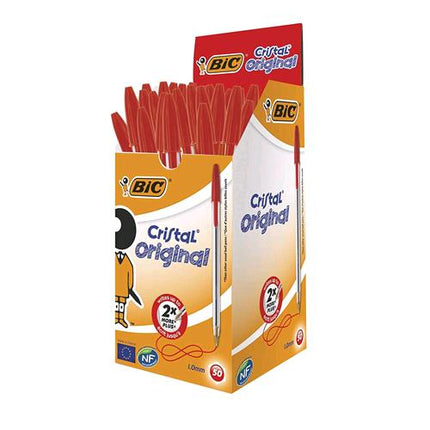 BIC CRISTAL PENNA A SFERA PUNTA MEDIA COLORE ROSSO CONF. 50 PZ.