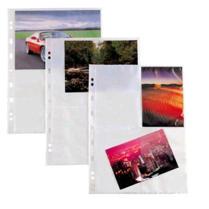SEI ROTA ATLA BUSTE PORTA FOTOGRAFIE CON FORATURA UNIVERSALE IN PP LISCIO CM 21X29.7 A4 4 SPAZI CM 13X18 TRASPARENTE CONF 10 Pz.