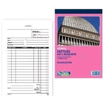 DATA UFFICIO FATTURA AD 1 ALIQUOTA AUTOCOPIANTE 3 FOGLI 148X215MM 33 FOGLI CONF 5 Pz.