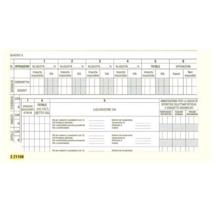 EDIPRO REGISTRO IVA ACQUISTI E CORRISPETTIVI PER ASS. SPORTIVE 245X310MM 23 FOGLI CONF 5 Pz.