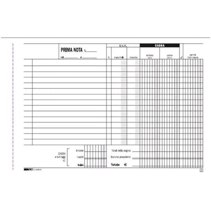 EDIPRO BLOCCO PRIMA NOTA CASSA AUTOCOPIANTE 2 FOGLI 148X230MM 100 FOGLI CONF 10 Pz.