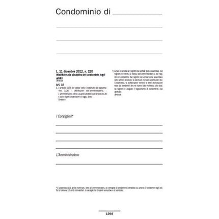 DATA UFFICIO REGISTRO VERBALI ASS. CONDONIMINIALI 315X240MM A4 92 FOGLI CONF 5 Pz.
