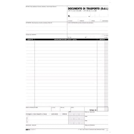 EDIPRO BLOCCO DOCUMENTO DI TRASPORTO AUTOCOPIANTE 3 COPIE 230X148MM 99 FOGLI CONF 10 Pz.