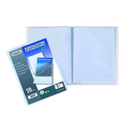 FAVORIT PORTALISTINI PERSONALIZZABILI IN PP 210X150MM A5 20 BUSTE COL. TRASPARENTE