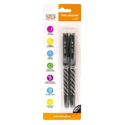 SCATTO PENNA A SFERA CANCELLABILE PUNTA CONICA 0.7 mm NERO CONF 2 Pz.