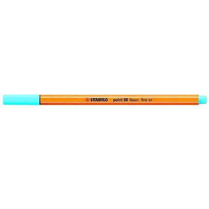 STABILO FINELINER POINT 88 PENNA PUNTA IN FIBRA COL. AZZURO NEON TRATTO 0.40mm CONF 10 Pz.