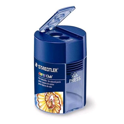 STAEDTLER NORISCLUB TEMPERAMATITE IN PLASTICA 2 FORI 8-10 mm CON SERBATOIO COL. BLU CONF 10 Pz.
