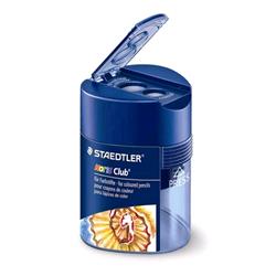 Staedtler norisclub temperamatite in plastica 2 fori 8-10 mm con serbatoio triangolare col. blu conf 10 pz.