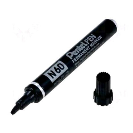 PENTEL N60 MARCATORE PERMANENTE NERO PUNTA A SCALPELLO 3.90/5.50 mm CONF 12 Pz.