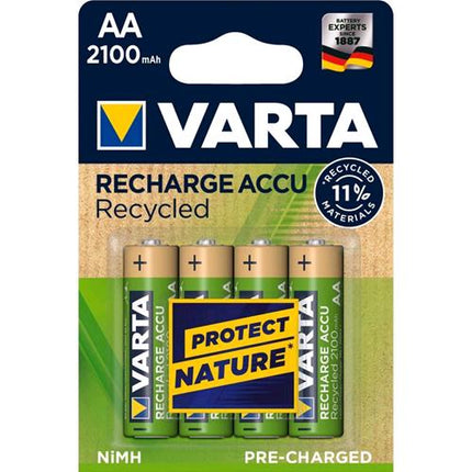 VARTA BATTERIE RICARICABILI STILO AA 2.100mAh RICICLABILI CON 4 Pz.