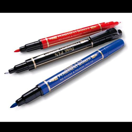 PENTEL TWIN TIP MARCATORE PERMANENTE DOPPIA PUNTA CONICA 2/3 mm COL. NERO CONF 12 Pz.