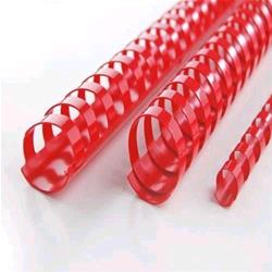 Gbc dorsi in plastica A spirale 21 anelli da 10 mm rilegatura 1/65 fogli col. rosso conf 100 pz.
