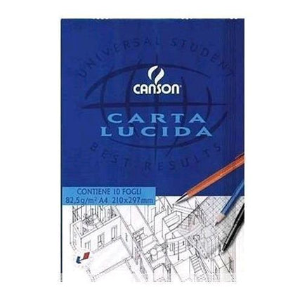 CANSON BLOCCO CARTA LUCIDA A4 85 GR 10 FOGLI COLORE BIANCO CONF 25 Pz.