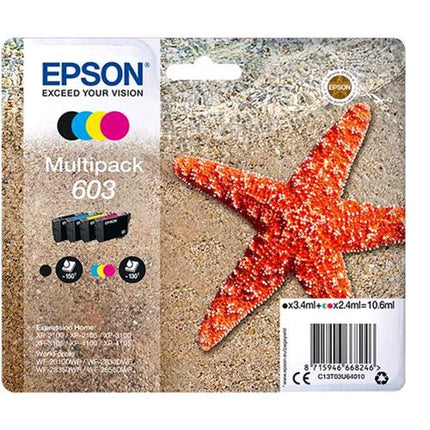 EPSON 603 STELLA MARINA MULTIPACK CONFEZIONE DA 4 NERO GIALLO CIANO MAGENTA