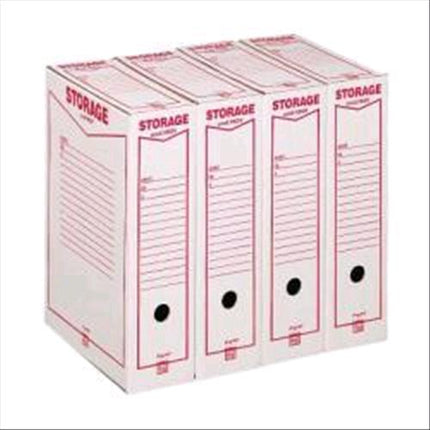 KING MEC STORAGE SCATOLE ARCHIVIO IN CARTONE 260X370 mm DORSO 9 CM COL. BIANCO/ROSSO CONF 32 Pz.