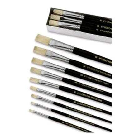 LEBEZ PENNELLI IN PURA SETOLA PUNTA A SPATOLA DIMENSIONE 2 MANICO IN LEGNO COL. NERO CONF 12 Pz.