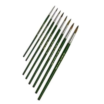 LEBEZ PENNELLI IN VERO PELO DI BUE PUNTA TONDA DIMENSIONE 4 MANICO IN LEGNO COL. VERDE CONF 12 Pz.