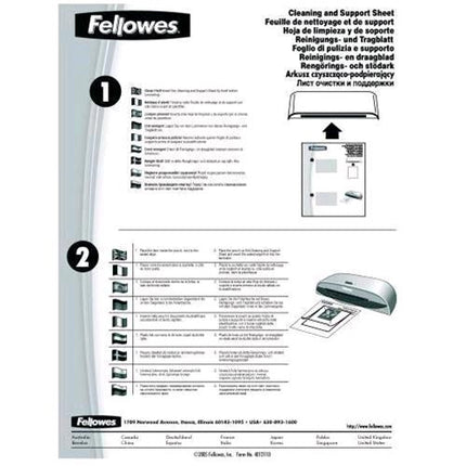 FELLOWES FOGLI PULIZIA X PLASTIFICATRICE A4 CONF 10 Pz.