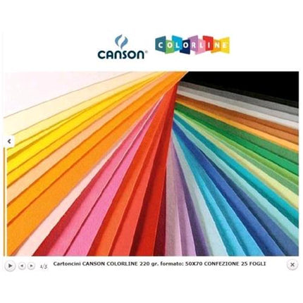 CANSON COLORLINE CARTONCINI COLORATI 50X70 mm 220 GR COL. TURCHESE CONF 25 Pz.