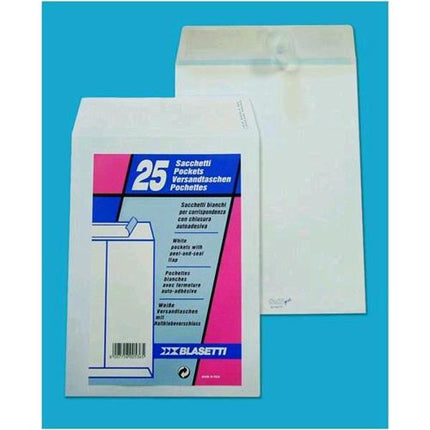 BLASETTI BUSTE DI CARTA A SACCO CON STRIP 230X330 mm 80 GR COL. BIANCO CONF 25 Pz.